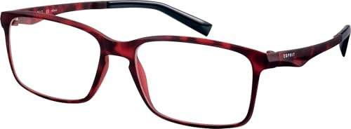 ESPRIT Brille mit Sehstärke für Herren optional mit Sonnenbrillentönung oder Blaulichtfilter, Rechteckig, gefertigt aus Ultem (inklusive Brillenetui)