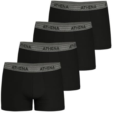 Athena Homme Basic Coton Ld40 Boxer, Noir/Noir/Noir/Noir, 4XL EU