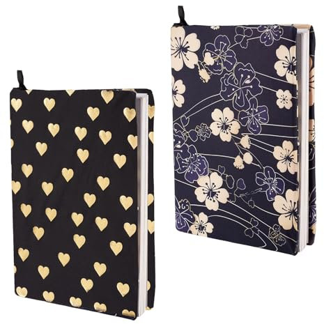 NICENEEDED 2 Stück dehnbare Buchhülle, 9 x 14“ elastische Stoffbuchhülle, waschbarer Buchschutz für Tagebuchdeckel Papierbücher Buchliebhaber