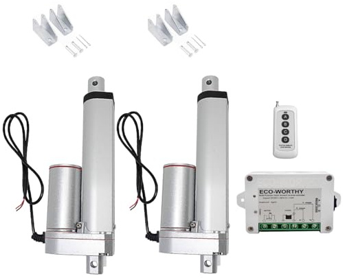 DCHOUSE 2 attuatori lineari DC 12 V, 1500 N, 100 mm, con attuatore lineare da 12 V DC, con telecomando per apriporta elettrico (12 V, 4 pollici)