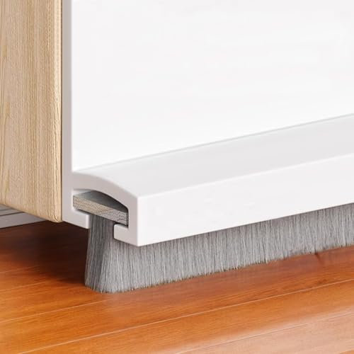 Wonsters Joint Brosse Isolation Phonique Porte,Auto-adhésif et Peut être Coupé à la Taille,Boudin de Porte,Calfeutrer Bas de Porte,Calfeutrer Bas de Porte Autocollant Our Isolation (Blanc, 100cm)