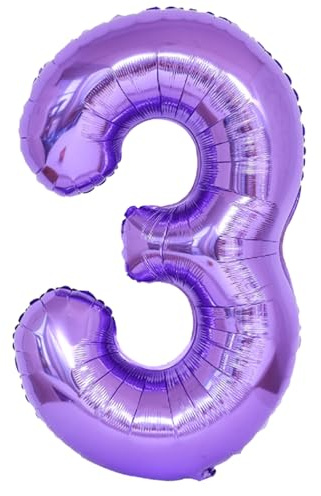 EWODEIEW Zahlen Luftballon 3 Lila,40 Zoll Luftballon Zahlen 3 Folien Ballon,Luftballon 3. Geburtstagsdeko Mädchen Riesen Folienballon 3. for Mädchen Jungen Birthday Party Geburtstag Dekor