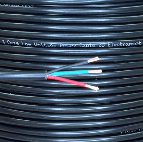 electrosmart 5m 3 Core Copper Cable Car Van Trailer Tail LED Lighting Wire Caravan 11A 12v 24v