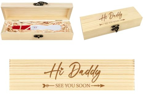 FREEBLOSS Erinnerungsbox Für Schwangerschaftstests Überraschungsgeschenk Schwangerschaftsankündigung Geschenk Für Den Ehemann Holz Erinnerungs Souvenir Sammelbox Mit Bastband (Hi Daddy)
