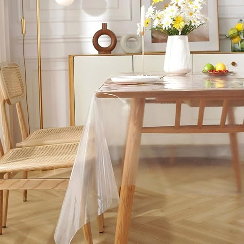 Tischdecke Transparente 180x100CM - Durchsichtige tischdecke 0,15mm Stärke, Transparente Tischfolie Meterware, Wasserdicht & Fettabweisend, Abwaschbare Schutzfolie mit Präzisionskante