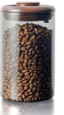 Tourdeus Coffee Canister for Ground Coffee, 13 oz Borosilicate Air Tight Coffee Bean Container with Pop Lid, CO₂ Releasing Valve for Grounds Coffee, Anti-UV