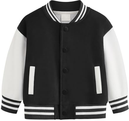 College Jacke Mädchen Junge Baseball Jacken mit Knopfleiste Langarm Warme Übergangsjacke Baumwoll Sportjacke Y2K Streifen Sweatjacke Basic Lässige Mantel