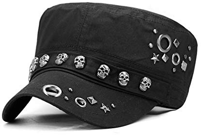 NICEYEA Unisex-Militärmütze Skull Canvas Hut | Militärhüte | Sonnenschutz Atmungsaktiv Einstellbar, Unisex | Einstellbare Baseballmütze