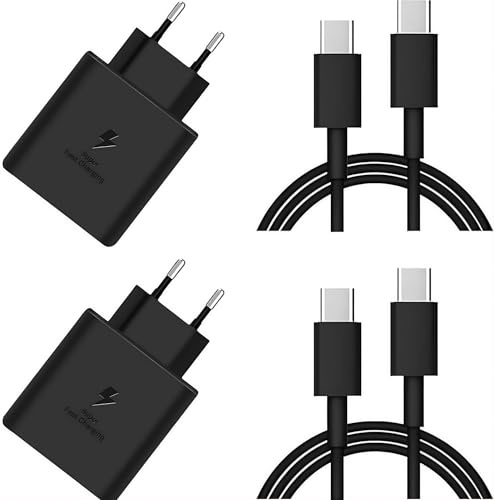 ELECTROMANIA Pack 2 Cargadores USB-C 45W – Carga Rápida PD/PPS para Smartphones y Tablets USB-C + 2 Cables USB-C 1 m