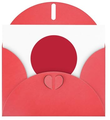 Grußkarte mit japanischer Flagge, mit Umschlag, Geburtstagskarte, Weihnachtskarte, Einladungskarte, 3 Farben