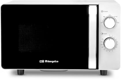 Microondas Orbegozo MI 2060 CE, 20 Litros, 700 W, Sin plato giratorio, apta para platos cuadrados, 5 niveles de potencia.