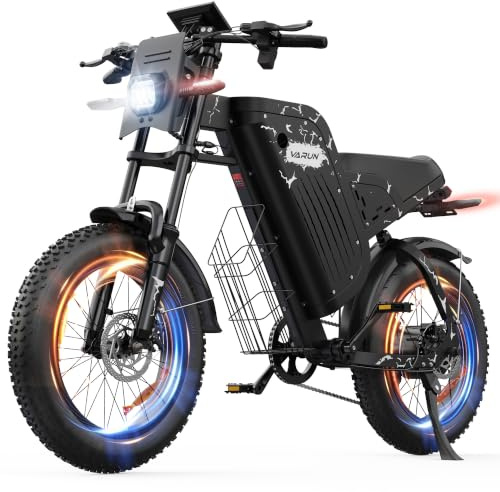 VARUN E Bike, 20 * 4.0 E-Bike Herren mit 48V 20.8Ah Akku, 85Nm 250W Motor | Ebike Fatbike mit Vollfederung, Blinker, LCD Display, 7 Gang All-Terrain Pedelec Elektrofahrrad bis zu 160km, EU-Konformes