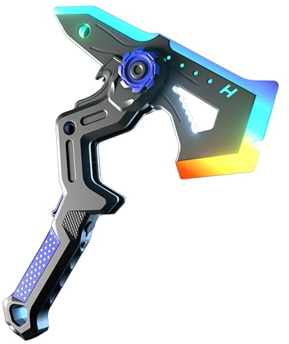 Odetina 2-in-1 LED Battle Axe Sword with Mist Spray, Vibration Feedback & 7 Color Changing Lights, USB-C Rechargeable Cosplay Prop for Carnival, Halloween & Costume Events