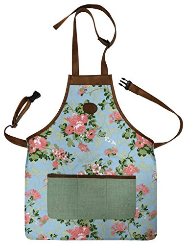 Fallen Fruits Floral Outdoor Gardening Tool Apron Adjustable Straps Durable 3 Pockets (46cm x 59cm)