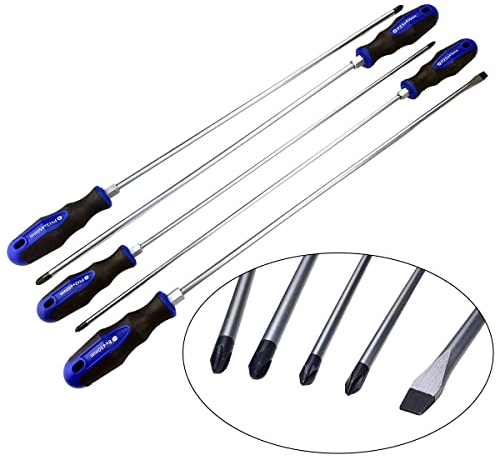 Craft-Equip 5 tlg extra lange 450mm Schraubendreher im Set Schraubenzieher