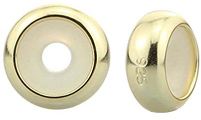 Clip Stopper Charms Sterling Silber Rondelle Abstandshalter Perle für Pandora Charm Armbänder (Gold)