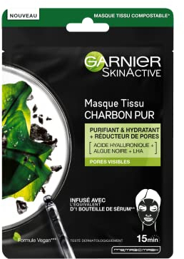 Garnier - SkinActive – Maske aus pflanzlichem Kohlestoff – reinigt und feuchtigkeitsspendend | 28g (1er Pack)