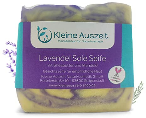Kleine Auszeit Manufaktur, Lavendel Sole Seife, vegan, palmölfrei, plastikfrei, handgemacht, 90 g