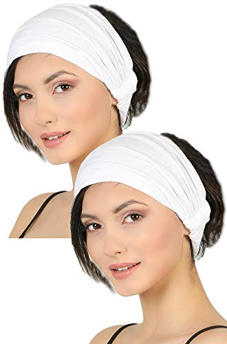Deresina Headwear Bandeau Extensible élastique, Bandeau pour la Perte de Cheveux (Blanc)