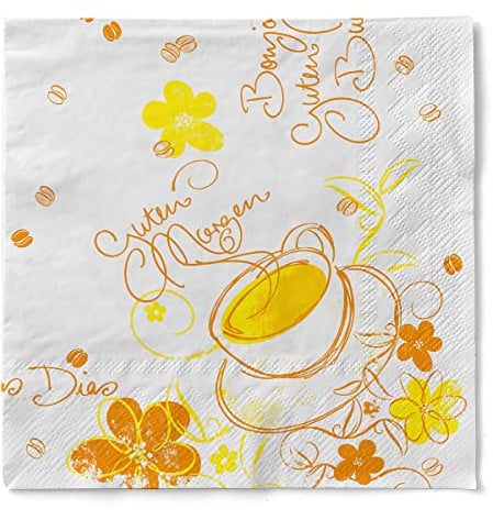 Mank GmbH Servietten aus Tissue 33 cm x 33 cm | 1/4 Falz Kaffee Serviette | hochwertige Einmal-Serviette |100 Stück | Sunny