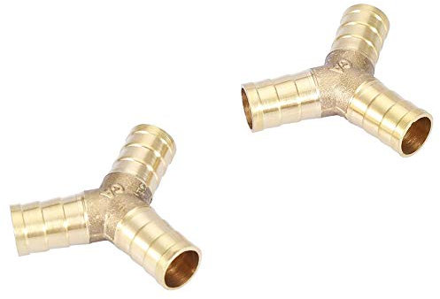 Adaptador de conector de latón de manguera Barb 3 vías Tee para el tubo de combustible de gas de agua y aire(12mm)