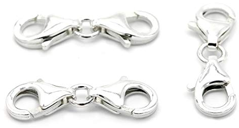 NaturSchatulle Doppel Karabinerverschluss 100% Sterling Silber 925 I 1 Stück Schmuckverschluss 22mm Karabinerhaken Kettenverschluss Basteln Schmuckherstellung