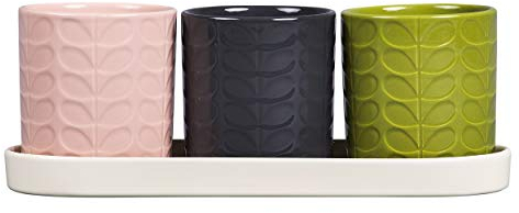 Orla Kiely Pot à Herbes en céramique Rose, Vert, Ardoise, Taille Unique
