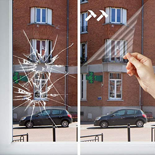 DIMEXACT Sicherheitsfolie Einbruch-, Splitter- und Graffitischutz für Fenster, Farblos - 210 My, Breite 1,52 m, Rolle