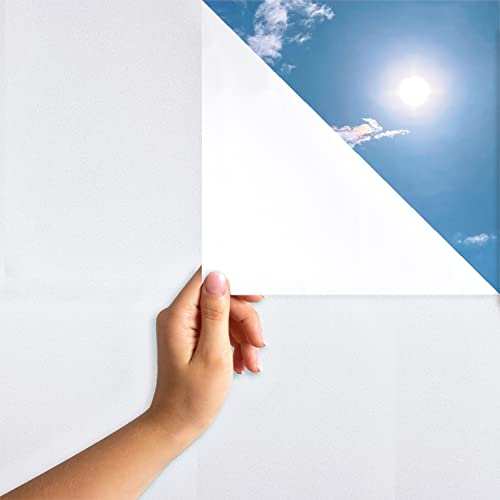 MARAPON® Lámina autoadhesiva para Ventanas, Opaca, en Color Blanco, 30 x 200 cm, Incluye Libro electrónico con Consejos Profesionales, lámina de Vidrio Esmerilado con protección Visual Muy Alta,