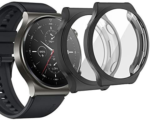 sciuU Cover Protettiva per HUAWEI WATCH GT 2 Pro, [Set di 2] Custodia con Protezione di Schermo in TPU Flessibile, Morbida Copertura Cornice Resistente per Smartwatch GT 2Pro - Nero