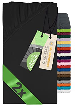 Emily´s Check 2er-Pack Spannbettlaken für Kinder- und Babybettmatratzen 1493.2123, 70 x 140 cm, schwarz