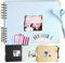 KnSam Fotoalbum, traditionell, Blau, 40 Blatt, für Fotos 10 x 15 cm, DIY, Scrapbook Spiralbindung, Fotoalbum, Erinnerungsalbum, Kinderpaar, mit Scrapbooking-Set, unvergessliches Geschenk