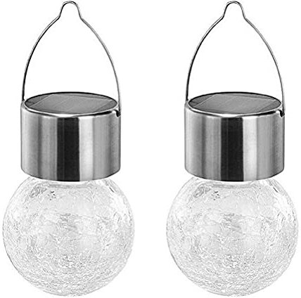 ARTOCT Lumières de Boule accrochantes de Globe de craquelure Solaire, lumières de Jardin décoratives en Verre lanternes d'ornements solaires extérieures pour la Cour de Patio de Jardin