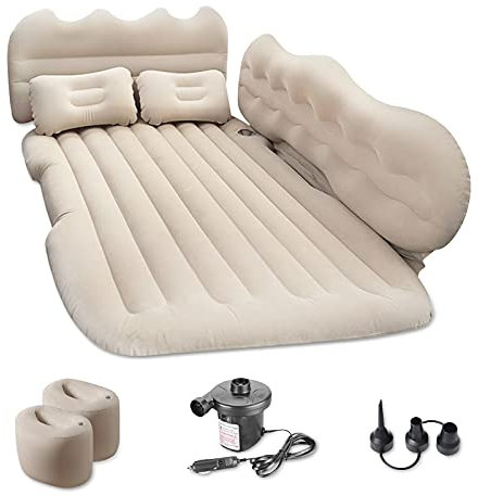 Ergocar Auto Luftmatratze Camping Matratze Aufblasbar 2 Personen mit Kissen Luftmatratze SUV MPV Aufblasbares Sofa Matratze Aufblasbar Gästebett Outdoor Reisen Sandstrand(M-Beige)