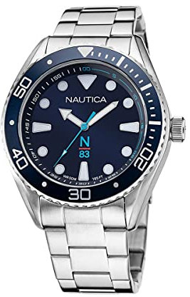 Nautica Cinturino in acciaio inossidabile al quarzo, argento, orologio casual 22 (modello: NAPFWF118), argento, Argento, Bracciale