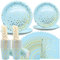 FORYNXHWIN Set di 80 Piatti per Feste Blu e Oro Include Piatti di Carta, Tovaglioli, Bicchieri di Carta, Cannucce per Baby Shower, Compleanno Ragazzo, Matrimonio