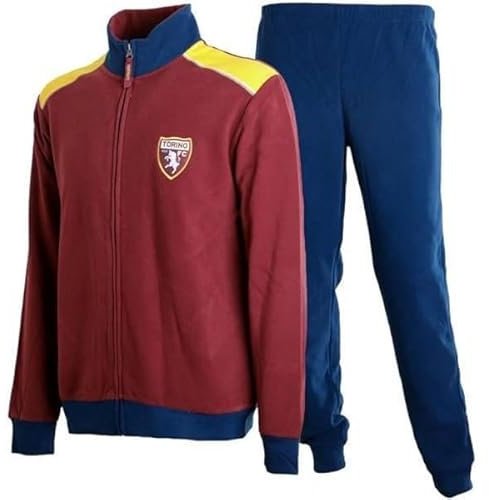 F.C. Torino Pigiama Tuta Uomo Torino F.C. Toro Prodotto Ufficiale Pile Zip con Scatola (Bordeaux, S)