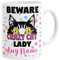 Daytripper Personalised Beware Crazy Cat Lady Mug Custom Name Coffee Mug Tea Hot Chocolate Cup Christmas Birthday Gifts for Her Cat Mum Cat Lover Gifts, White (9-CBA-LLK-005)