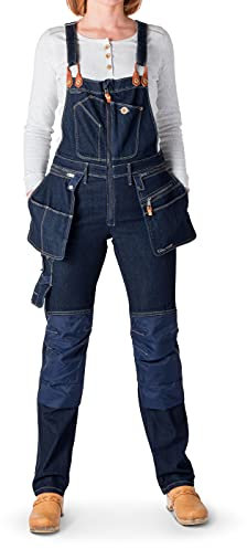 Klöver Blå Schweden Arbeits Latzhose Zimmermannshose Garten Damen Stretch Denim (L)