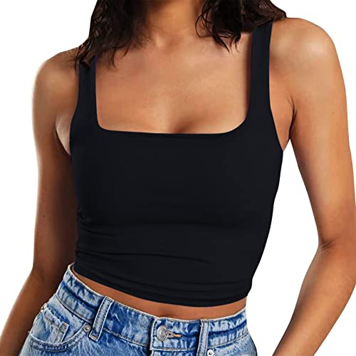 SHINEHUA Crop Tops Damen, Frauen Teenager Mädchen Sexy Bauchfreie Tank Top Sommer Sport Spaghettiträger Ärmellos Lässige Weste Schlank Bralette Bluse Cami Vintage Oberteil Trägertop