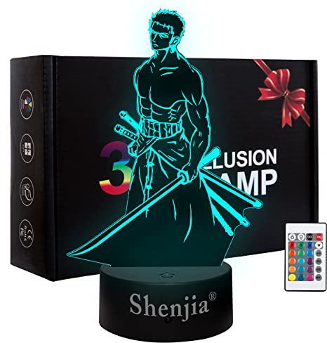 Shenjia 3d Led ONE PIECE Luce Notturna Character Commodity Lampada per la decorazione della stanza della casa dei bambini Regalo colorato per la luce notturna per i fan Merch (16 colori, A)…