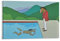 BoJack Horseman David Hockney He Watches He's Swimming Poster Print Wall Art Poster Painting Canvas Poster Artworks Room Aesthetic 08x12inch(20x30cm)