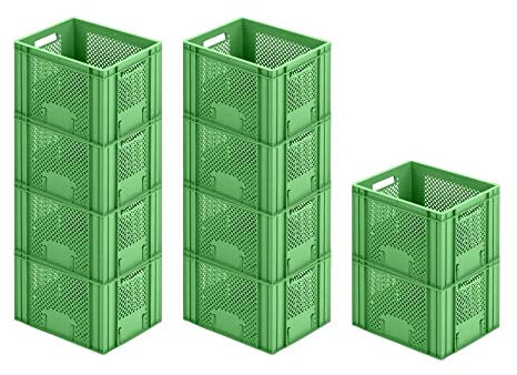 PROREGAL CHEFGASTRO SuperSparSet 10x Eurobehälter Obst- und Gemüsekasten | HxBxT 27,2x30x40cm | 26 Liter | Grün | Obst-Gemüsekiste, Obstkorb, Transportbox