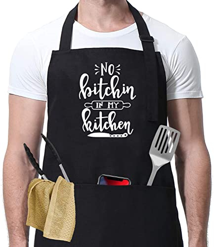 HTDesigns No Bitchin in My Kitchen Lustige Schürzen für Damen Neuheit Koch Küchenschürzen für Männer BBQ Einweihungsgeschenk für Sie Kochen Backen