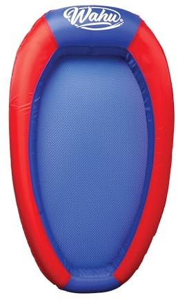 Wahu Hydro Lounger Flotteur de piscine polyvalent pour bain de soleil, plage et piscine gonflable avec valve de gonflage/dégonflage, rouge/bleu