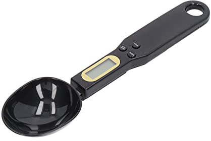 Ausla Digital Weighing Spoon, 500g/0.1g Electronic Measuring Weighing Spoon Handheld ABS High Precision Digital Food Scale for Pets Food Baking Cooking Black