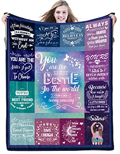 Bestie Geschenke Decke für Teenager-Mädchen, 130x152 cm, beste Freundin, Geburtstagsgeschenke für BFF, Freundschaftsdecken, superweiche Flanell-Fleece-Überwurfdecken, Thanksgiving, Weihnachten