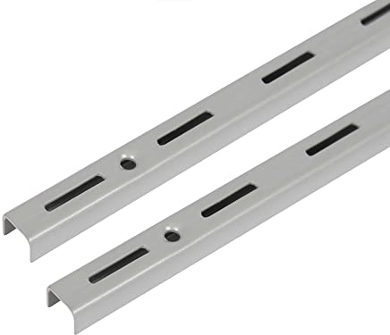 Toolerando Wandschiene für Regalträger, 1-reihig, pulverbeschichteter Stahl, Rasterabstand 50 mm, 2 Stück, Länge 50 cm, Silber