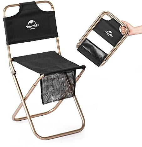 Naturehike Silla Plegable Taburete Plegable Silla de Pesca Taburete Plegable Ultraligero Portátil Silla Plegable de Aleación de Aluminio Mini Taburete Solo 422 g Capacidad de Carga 75 kg (Negro)