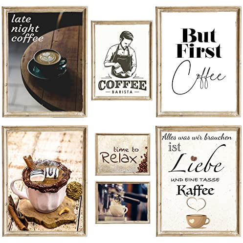 Laurea Verde Poster Set - KAFFEELIEBE | Bilderset für die Küche, Wohnzimmer, Esszimmer, Coffeeshop | 7 moderne Wandbilder Wanddeko | OHNE Bilderrahmen